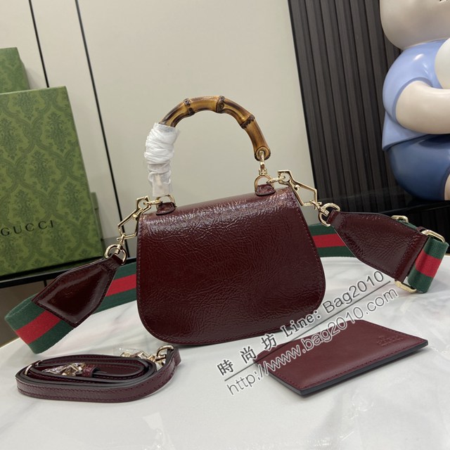 Gucci專櫃古馳最新款Bamboo 1947系列迷你竹節手提包肩背女包 jh2445型號：786482
